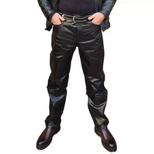 Pantalones de cuero negros reales para hombre calce relajado estilo suelto ropa cómoda