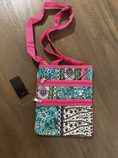 Mujer Bandolera Rosa Turquesa Paisley Diseño Boho Cartera Bolso Lona