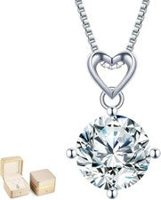 Collar Colgante Corazón Regalos para Esposa, 3 Quilates Moissanita Mujer Colgante Cuello