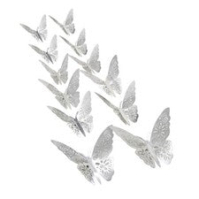 12 Piezas Pegatinas de Pared 3D Plateadas Reutilizables Calcomanía Hueca Decoración Hogar y Eventos