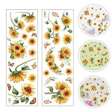 2 Hojas de Pegatinas de Pared Autoadhesivas Temáticas Girasol para Decoración del Hogar