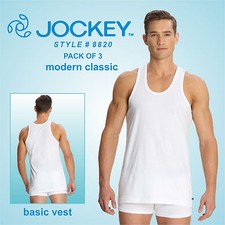 Jockey Hombres Moderno Clásico Chaleco Blanco Camiseta Interior Paquete de 3 Estilo 8820 Algodón Tanques