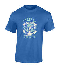CAMISETA EXCUSES DON'T BURN CALORIES PARA HOMBRE GENIAL GIMNASIO ENTRENAMIENTO TOP MODA INFORMAL