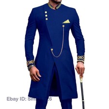 Hombres Estilo Étnico Chaqueta Pantalones Conjunto de 2 Piezas Bordado Trajes Africanos Conjunto Formal