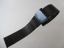 Correa de reloj Milanaise, acero inoxidable 18 mm correa de reloj negra malla