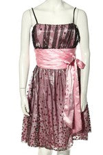 Vestido de noche Lenovo rosa brillo línea A lazo talla 36