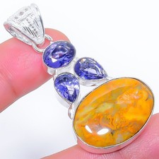 Abejorro Jaspe, Tanzanita Piedras Preciosas 925 Plata Esterlina Joyería Colga...
