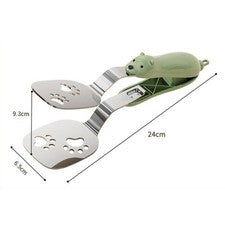 Alicates espátula 2 en 1 acero inoxidable 24 cm con mango ABS resistente al calor verde