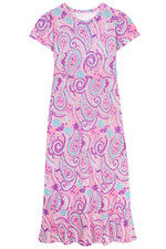Vestido para mujer - Vestido estampado rosa púrpura cachemira - Maxi vestido - Pequeño - Algodón