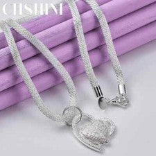 CHSHINE 925 Plata Esterlina Mate Amor Corazón Collar Moda Dije Joyería