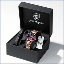 POEDAGAR Reloj de Lujo para Mujer Impermeable Informal Cuarzo Damas Reloj de Pulsera Alto