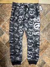 Pantalones de chándal Ecko Unltd de vellón para hombre negros camuflados - EO30G387B NUEVOS CON ETIQUETAS