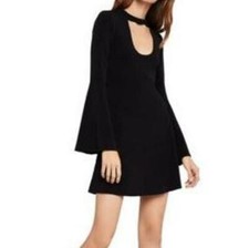 Vestido de fiesta gargantilla recortada negro manga larga BCBGeneration para mujer XS