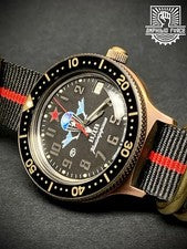 Vostok Amphibia Force Black Paratrooper Brass - Brand New - Sent from Barcelona