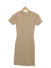 Vestido de punto para mujer EDITED T. 36/S beige punto acanalado bodycon básico
