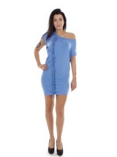 Vestido Poolside Dress azul asimétrico cuello redondo manga corta