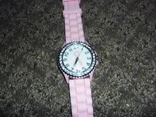 Reloj Gel Geneva Diamantes de Imitación ROSA CONCIENCIA CÁNCER DE MAMA, Nuevo