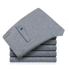 Hombres Gris Pierna Recta Negocios Moda Informales Pantalones Algodón Delgado Suave Delgado Nuevo