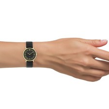 Oozoo Reloj De Pulsera Para Dama Serie Vintage Analógico De Cuero Negro UOC20187