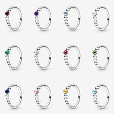 Anillo Círculo Colección Eternidad Piedra Natal Plata Esterlina S925 - Regalo Cumpleaños