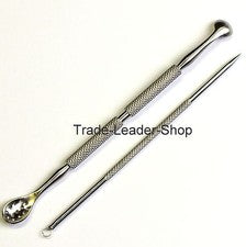 2er Cuidado Facial Set Komedonenquetscher Mitesserentferner Cuchara Aguja NATRA