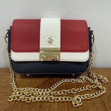 Bolso Bandolera Beverly Hills Polo Club con Solapa para Mujer S Azul Marino Bloques de Color Cadena Dorada