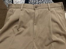 Pantalones de vestir rectos de colección Hagar Slacks 36x32 beige calce caballero HECHOS EN EE. UU.