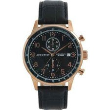 Nuevo reloj cronógrafo inteligente Accurist oro rosa esfera negra y rosa para hombre 50 m 7353 PVP £160