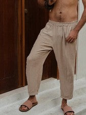 Pantalones Ubudish Harmony Caqui - Ajuste Relajado, Transpirable 100% Algodón, Estilo Boho