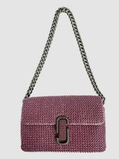 Mini bolso de hombro para mujer Marc Jacobs rosa con logotipo de diamantes de imitación de J Marc