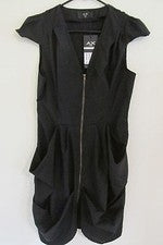 Nuevo Vestido de Club Para Mujer AX Paris Moderno Negro con Cremallera Bolsillos De Gran Tamaño Talla 10