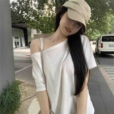 Blusa monocromática One Shoulder camiseta para práctica de yoga longitud normal