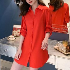 Edle Damen Mädchen Mode weiß schwarz Langarm V Ausschnitt Tunika Shirt Kleid