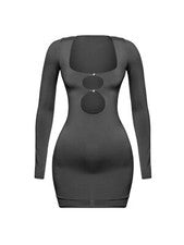 Sexy Mini Vestido TRESSER Para Mujer Moda Negro Manga Larga Estrás Club/Fiesta