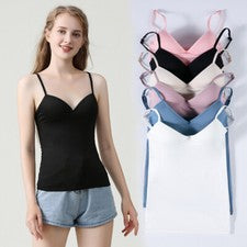 Mujer Fit Camisa Interior Sujetador Integrado Correa Espagueti Ajustable Tank Top Z