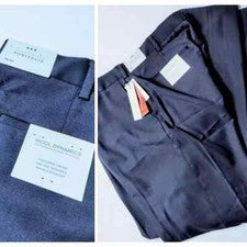 Pantalones Portafolio Perry Ellis Para Hombre 38 W 34 L Negro Lana Moderna Resistente a las Arrugas Nuevos