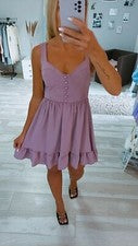 Damen Rüschen Kleid Corsagen Kleid in Lila One Size (34-38)