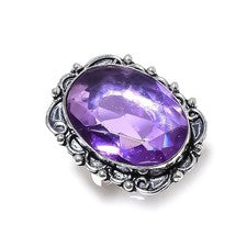 Anillo de joyería de regalo de plata de ley 925 con piedras preciosas de amatista talla 10 regalo para ella E53