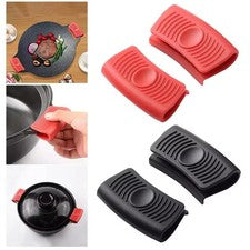 Juego de soportes de mango de cocina de silicona de 2 piezas para sartén de wok - tamaño de 3,15 x 1,6 pulgadas