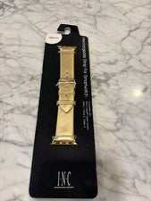 NUEVO I.N.C. Correa de cuero sintético dorado metálico para Apple Watch 38/40/41 mm