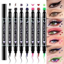evpct 7 piezas de delineadores de ojos líquidos de colores sello facial cosplay conjunto de maquillaje gótico kit