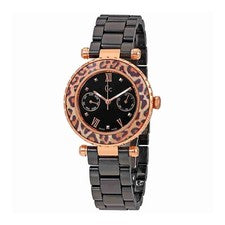 Reloj suizo para mujer Guess Collection cerámica esfera negra estampado animal X35016L2S