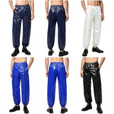 Hombres Pantalones de Paracaídas Pantalones Metálicos Estilo Jogger Pierna Cónica Reflectante Rave