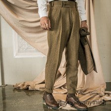 Pantalones de lana militares estilo retro para hombre pantalones informales rectos recortados 4XL