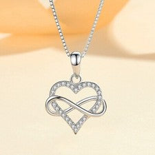 Collar colgante de corazón de cristal de plata de ley 925 para mujer niña joyería regalo