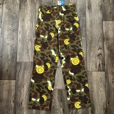 Pantalones de trabajo Market Smiley 100 % algodón de moda para hombre talla 28 camuflados verde amarillo marrón