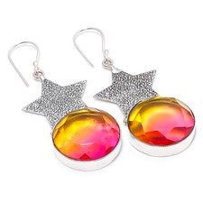 Pendiente de joyería de plata esterlina 925 hecho a mano con piedras...