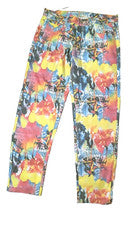 Pantalones de mezclilla informales para hombre con estampado integral estilo callejero 5 bolsillos talla 34W 40L nuevos 