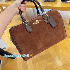 Bolso Cartera Grande Coach Rowan Gamuza Cuero CCC79 Otoño 2025 Vintage Marrón Nuevo con Etiquetas