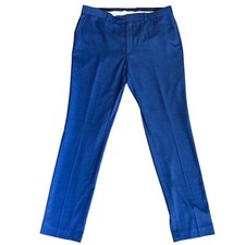 Pantalones de vestir traje The Savile Row Brixton para hombre 38x32 azul marino frente plano nuevos sin etiquetas